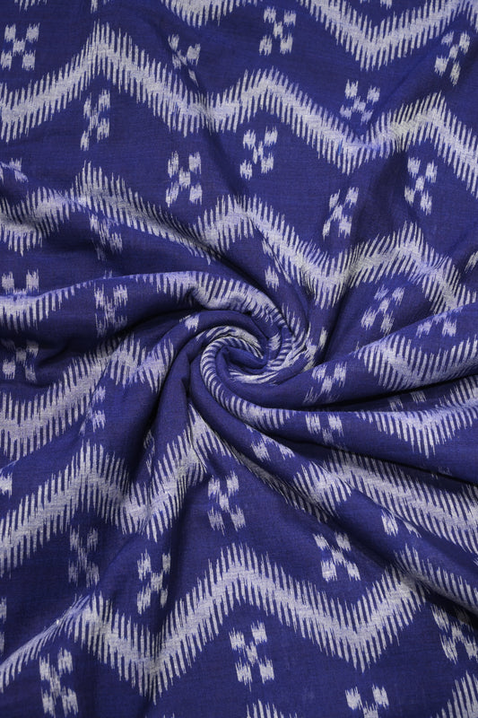 Navy Blue Sambalpuri Ikat Cotton Fabric 