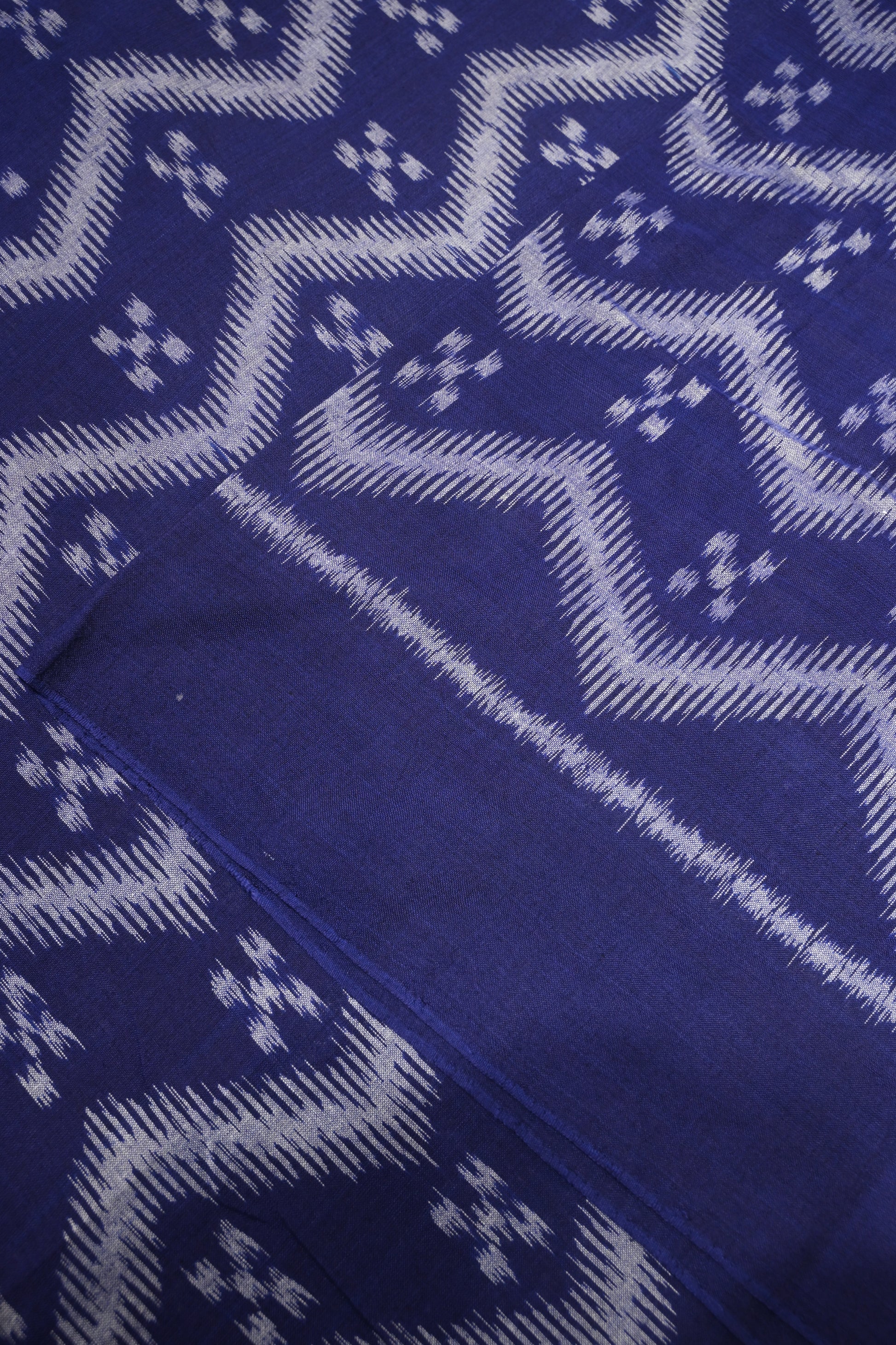 Navy Blue Sambalpuri Ikat Cotton Fabric 