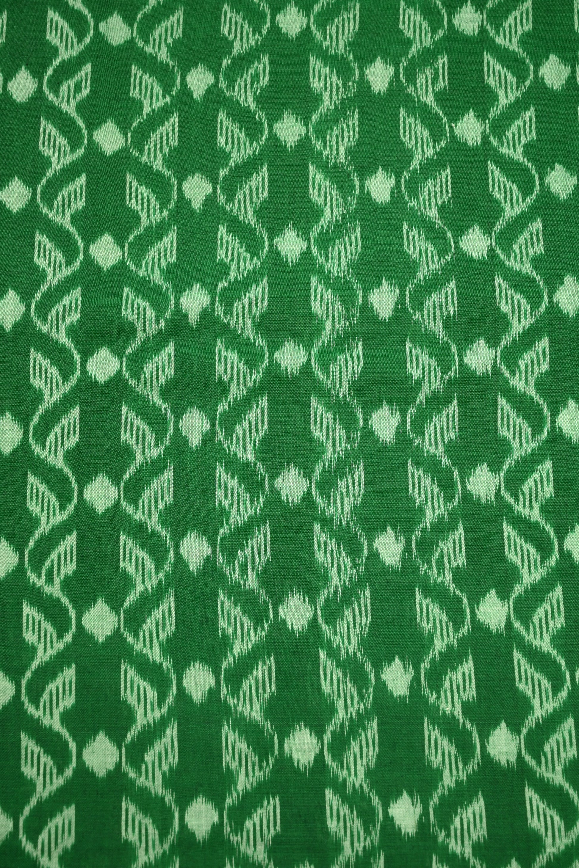 Green Sambalpuri Ikat Cotton Fabric 