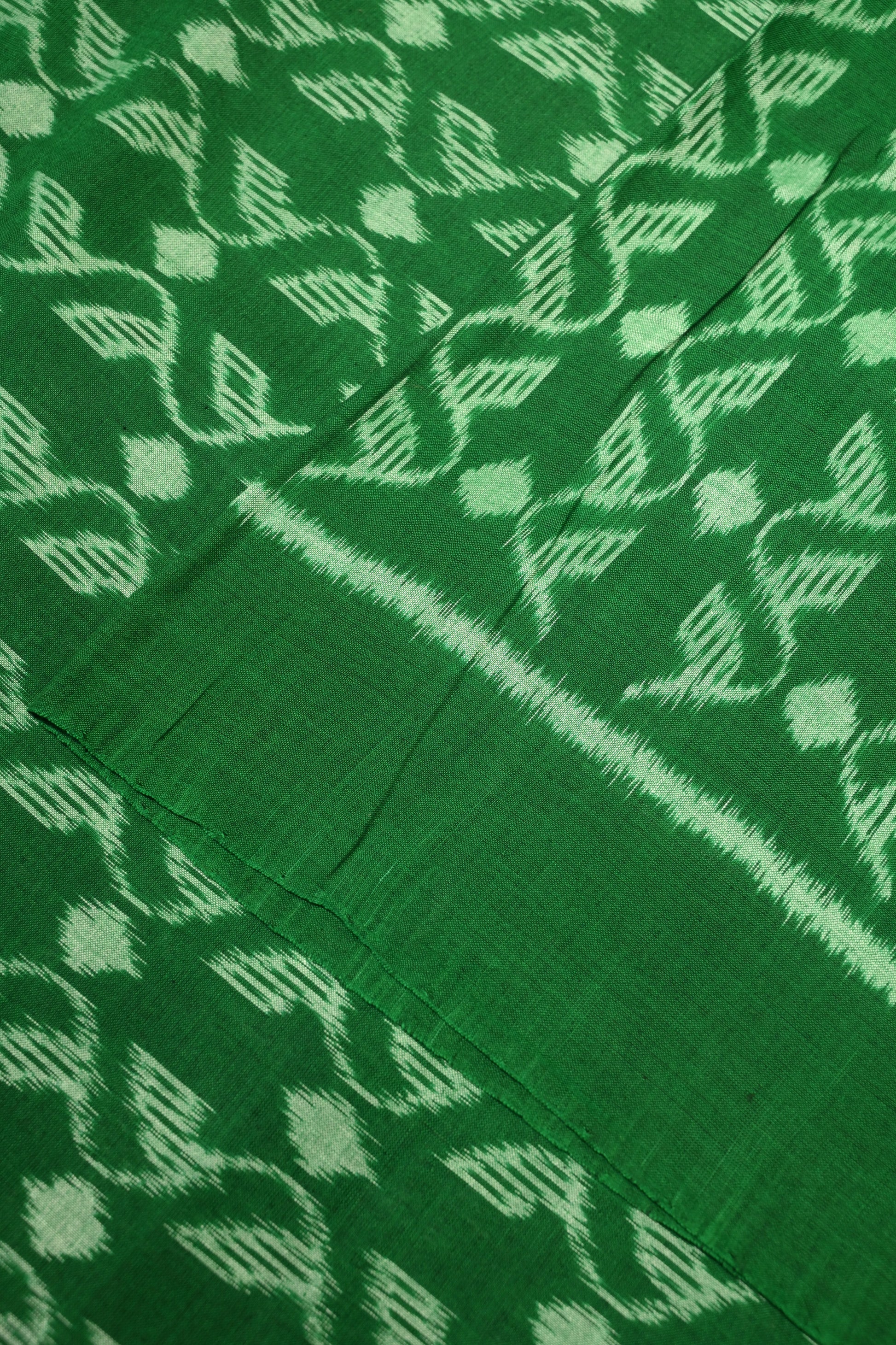 Green Sambalpuri Ikat Cotton Fabric 