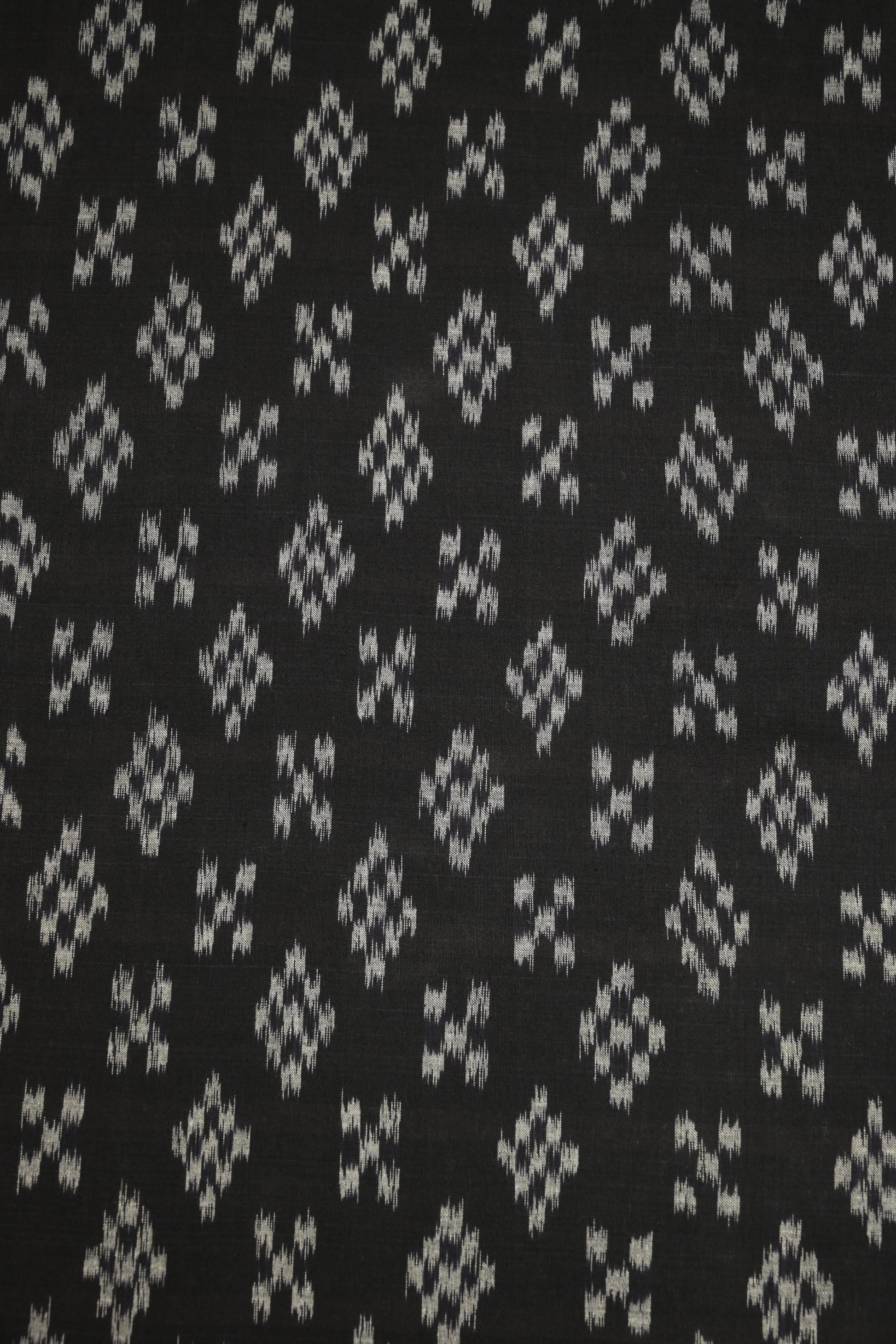 Deep Black Sambalpuri ikat Cotton Fabric 