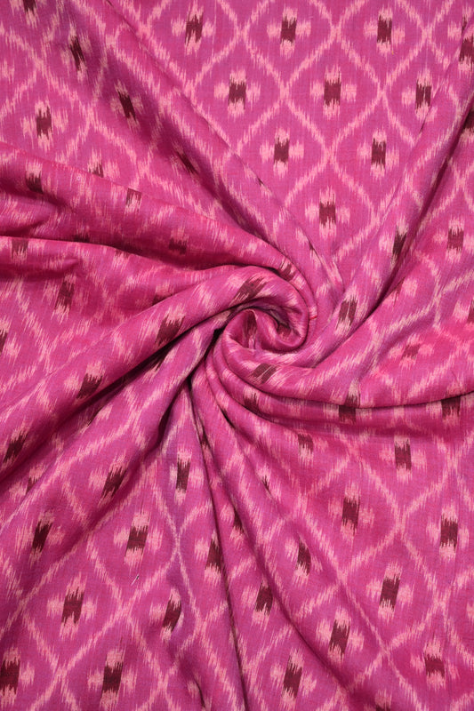 Deep Pink Sambalpuri Ikat Cotton Fabric 