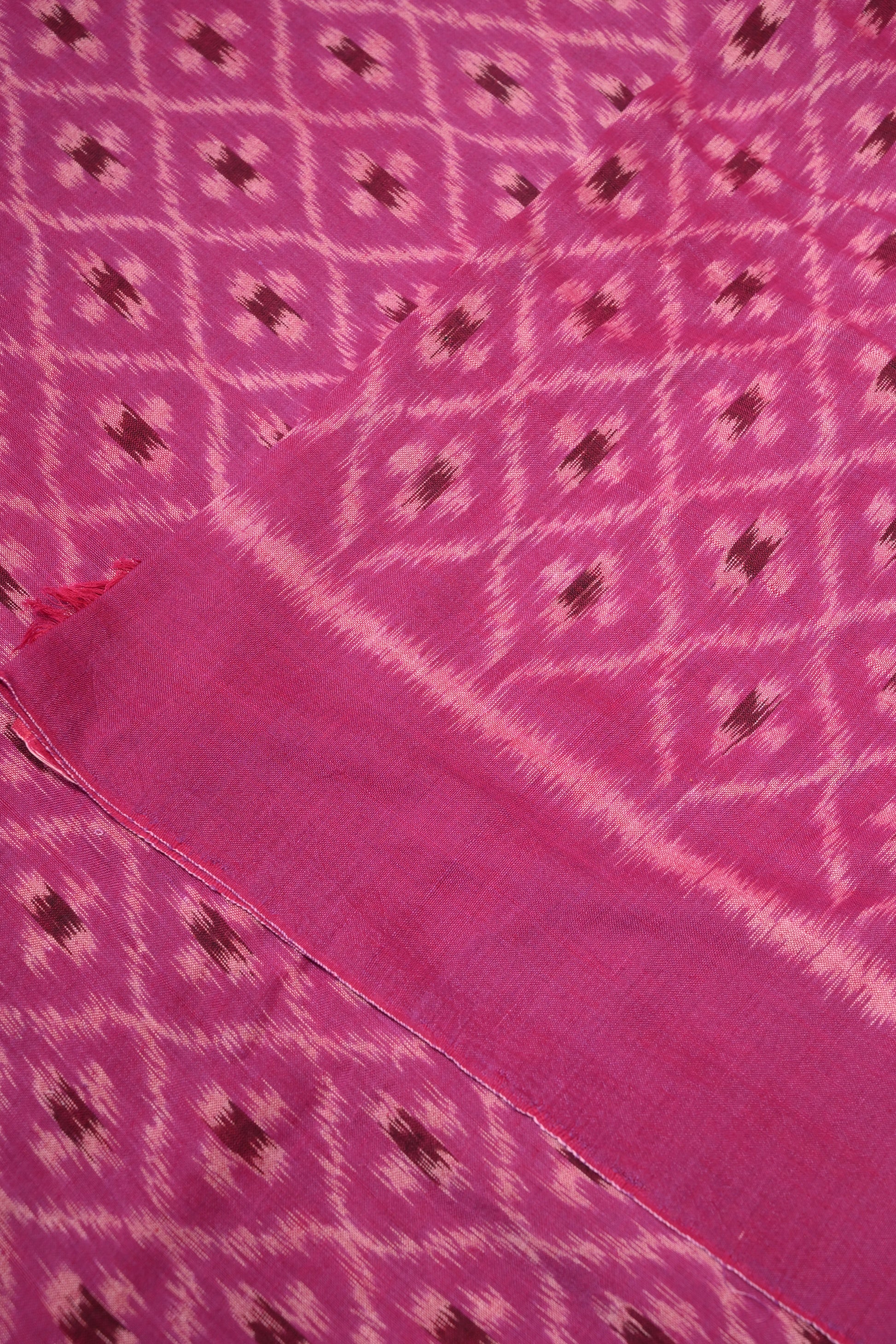 Deep Pink Sambalpuri Ikat Cotton Fabric 