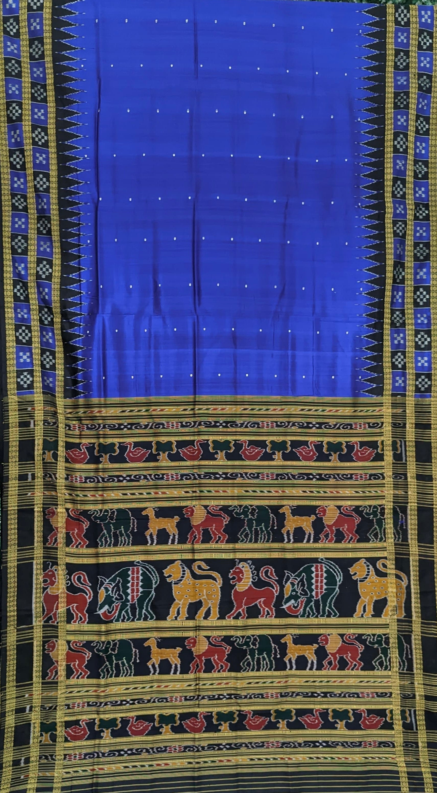 Yellow Butta design Odisha Ikat Khandua Silk Saree