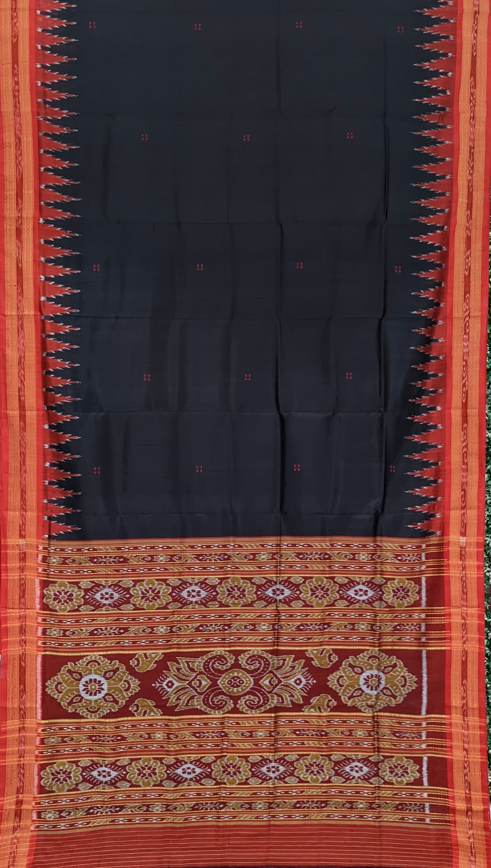 Black Butta design Odisha Ikat Khandua Silk Saree