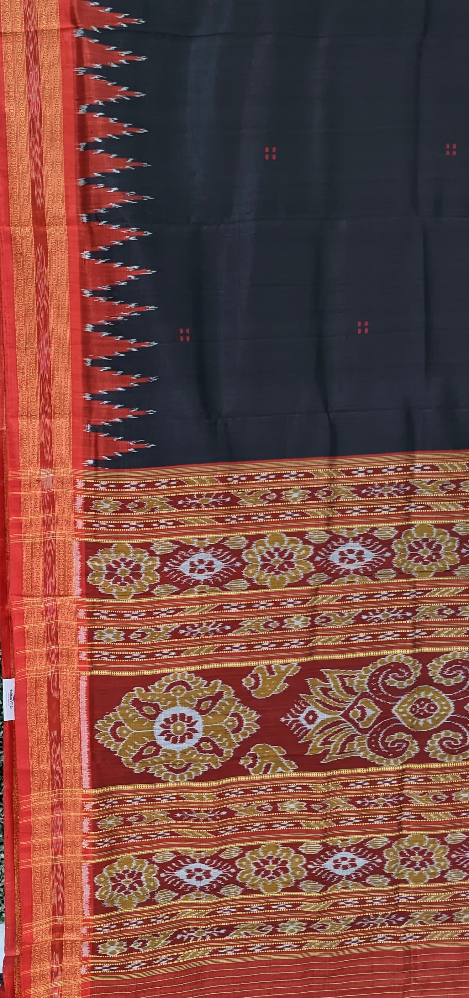 Black Butta design Odisha Ikat Khandua Silk Saree