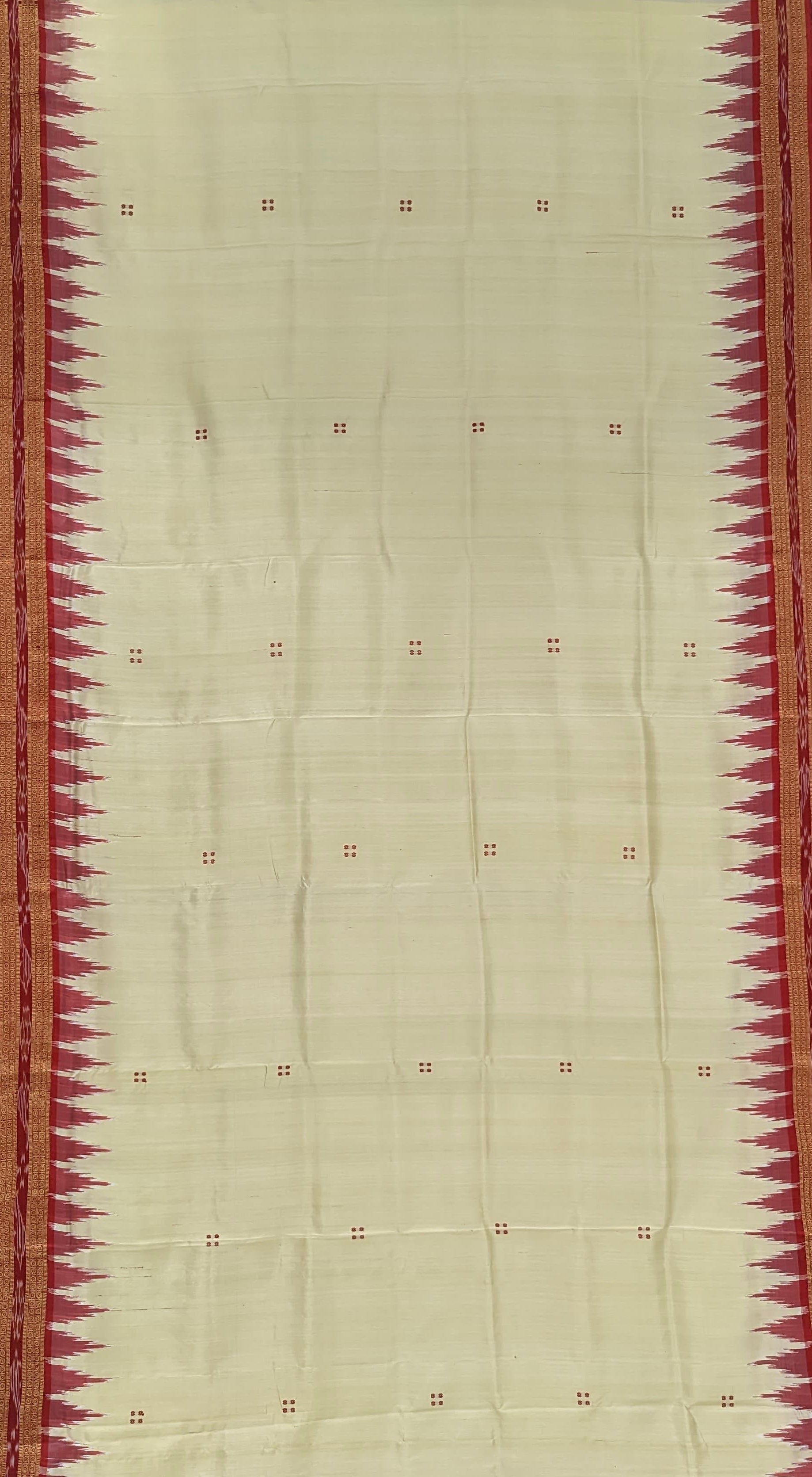 Light Yellow Butta Design Odisha Ikat Khandua Silk Saree