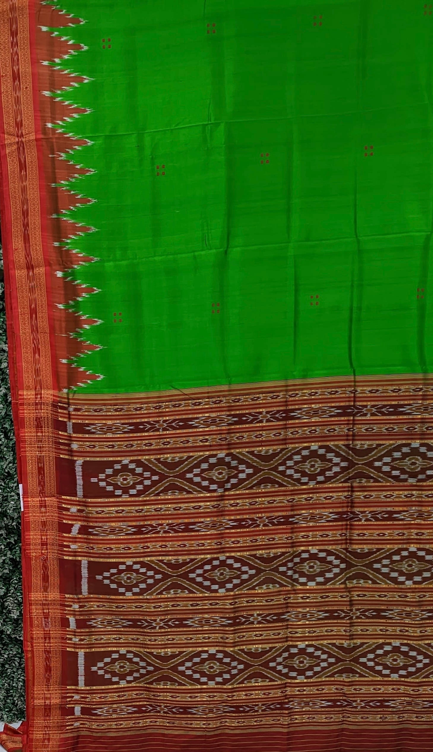 Green Butta Design Odisha Ikat Khandua Silk Saree