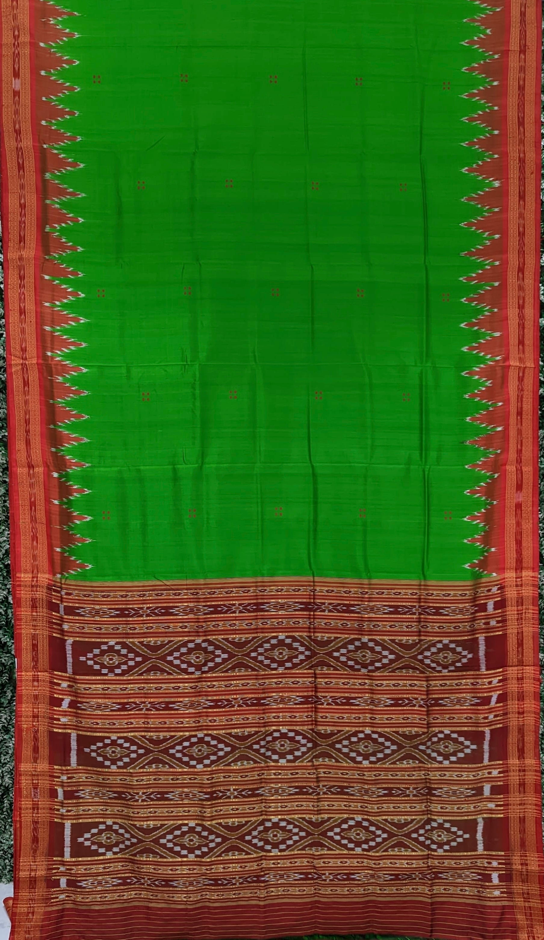 Green Butta Design Odisha Ikat Khandua Silk Saree