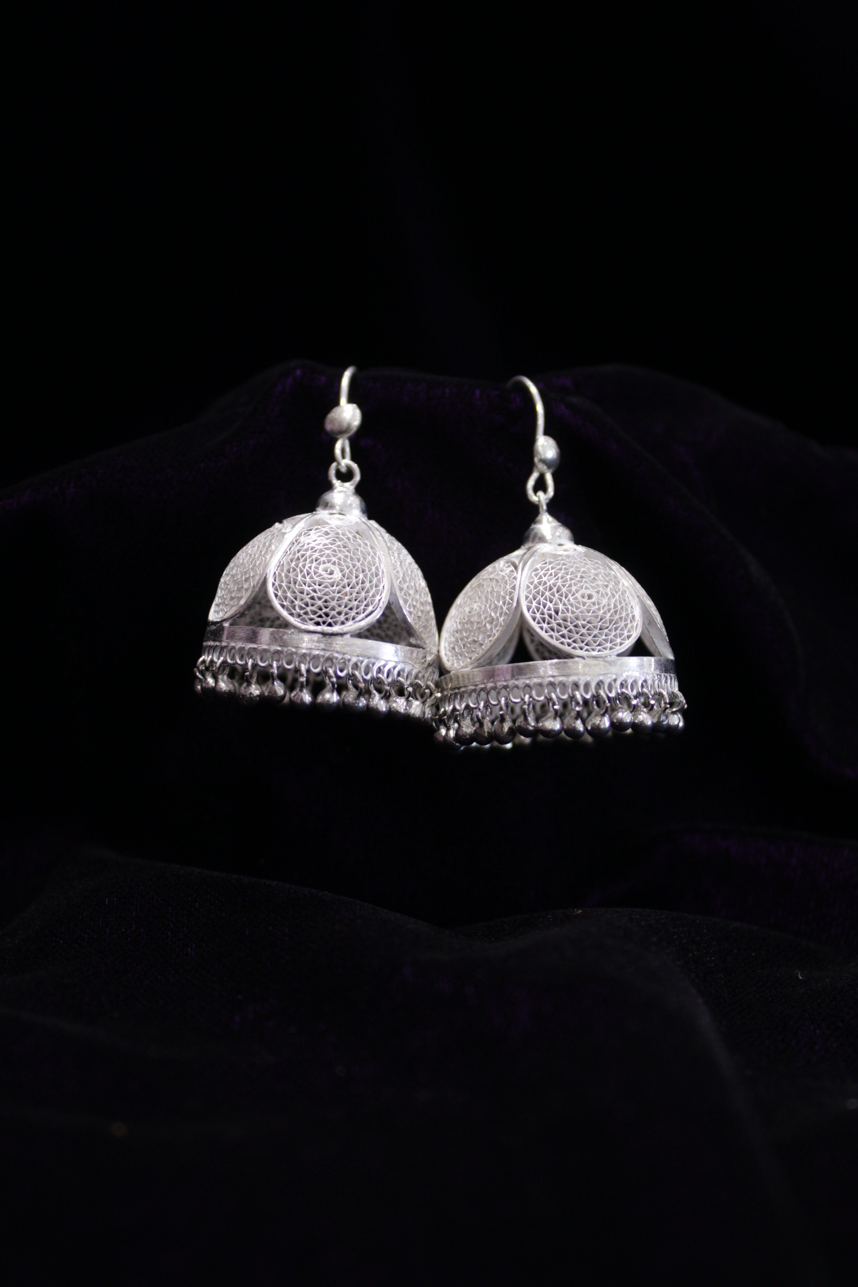 Silver Filigree Jhumkas