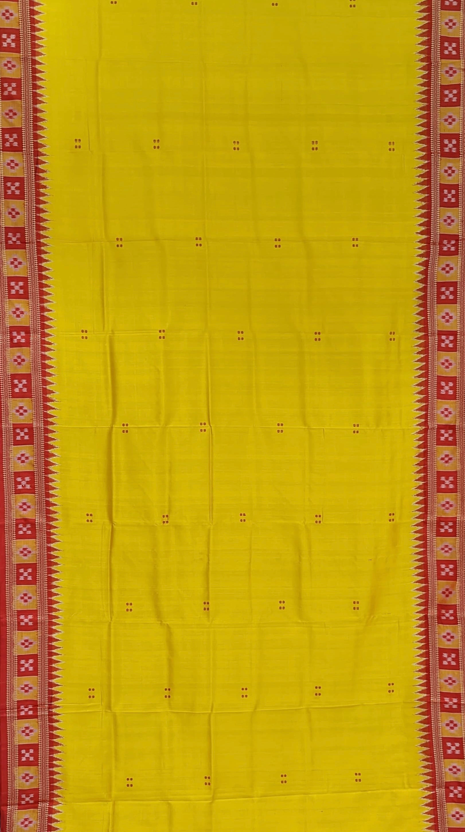 Golden Yellow Pasapali Border Odisha Ikat Khandua Silk Saree