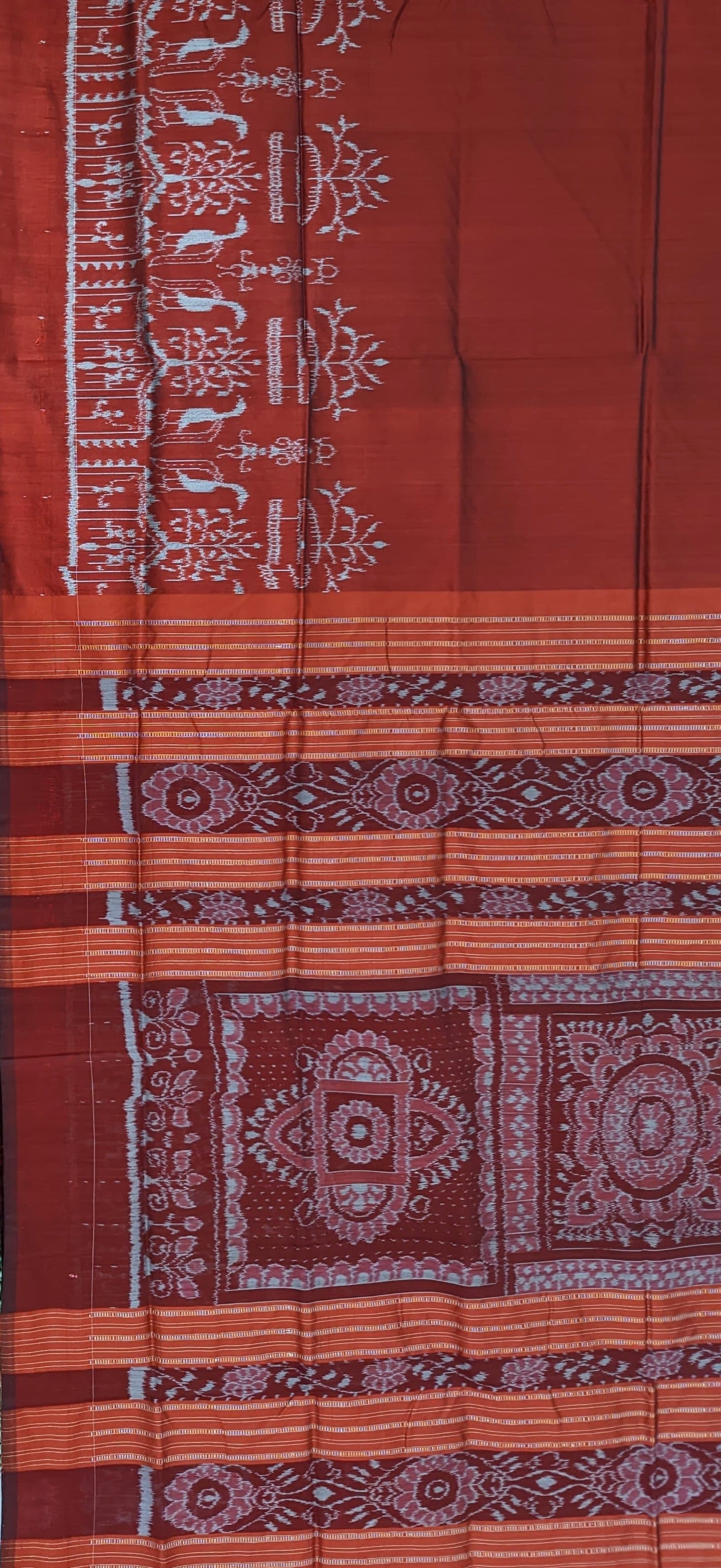 Maroon With Tribal Border Contemporary Odisha Handloom Silk Saree