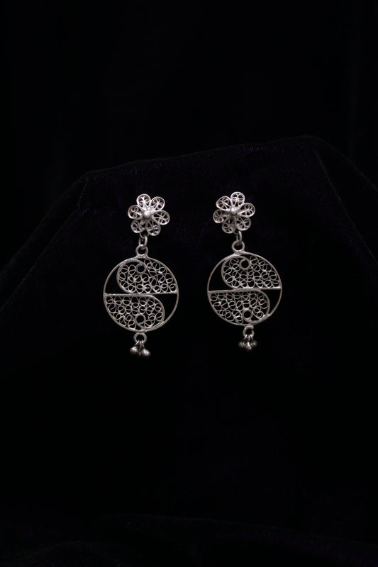 Droplet Floral Silver Filigree Earring