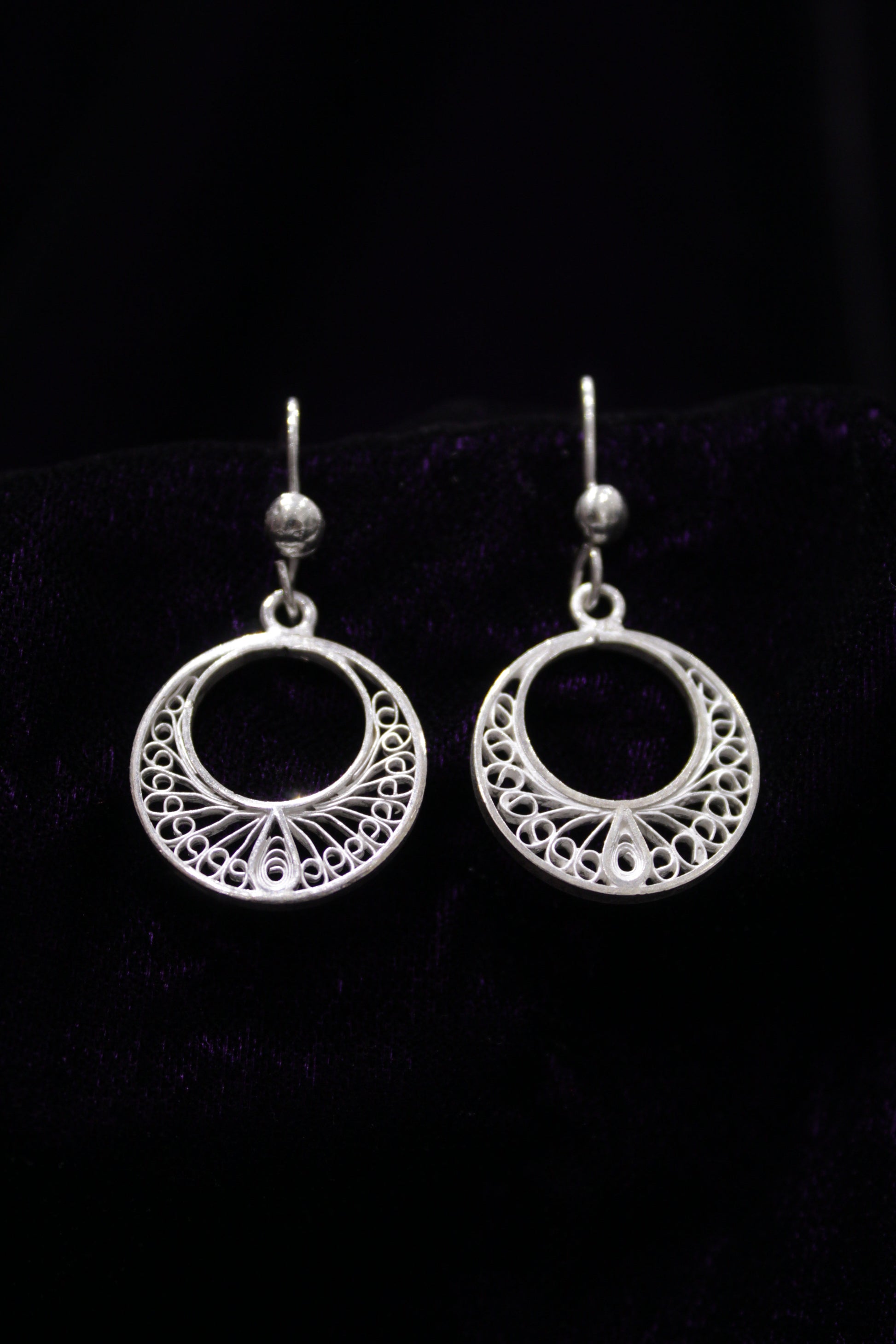 Circular Silver Filigree Earring Set