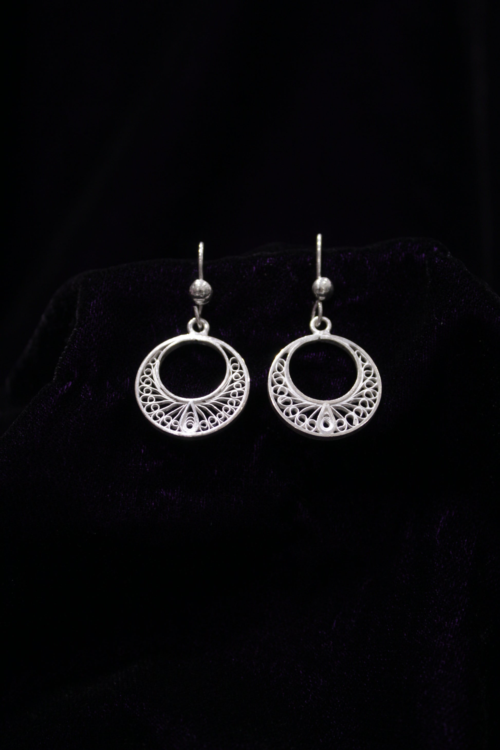 Circular Silver Filigree Earring Set