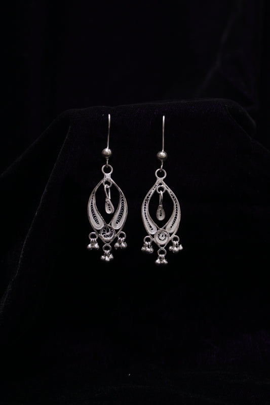 Nacked Eye Designer Silver Filigree Earring Set