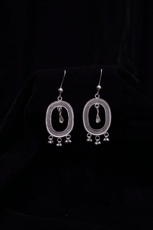 Sterling Shadow Silver Filigree Earring