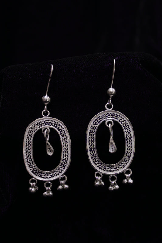 Sterling Shadow Silver Filigree Earring