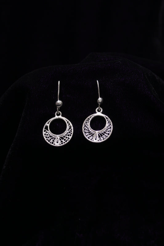 Circular Silver Filigree Earring Set