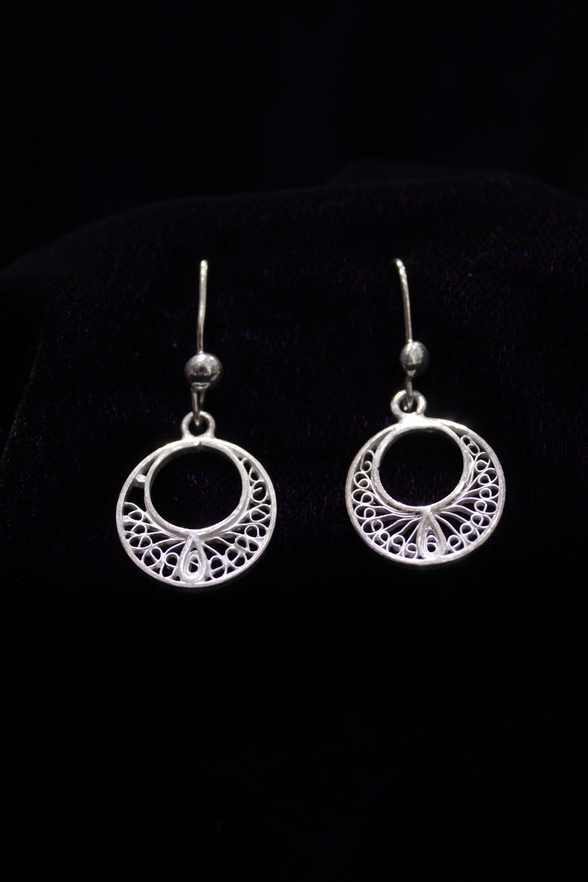 Circular Silver Filigree Earring Set