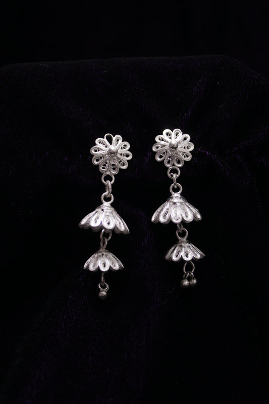 Jhaalar Silver Filigree Earrings