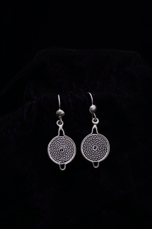 Classic Chandbali Silver Filigree Earrings