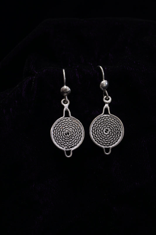 Classic Chandbali Silver Filigree Earrings