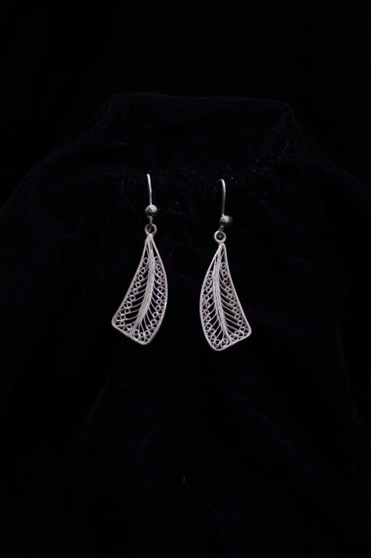 Designed Silver Bead Filigree Earrings