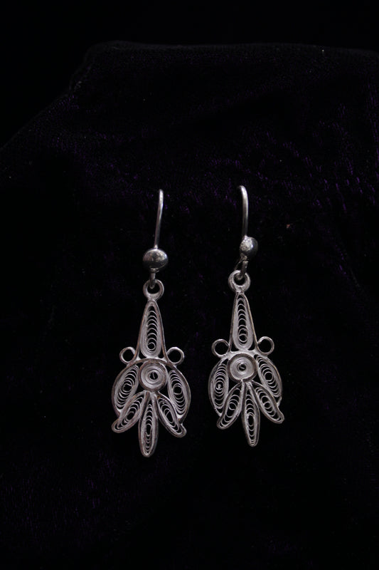 Lotus Design  Silver Filigree Earring Set