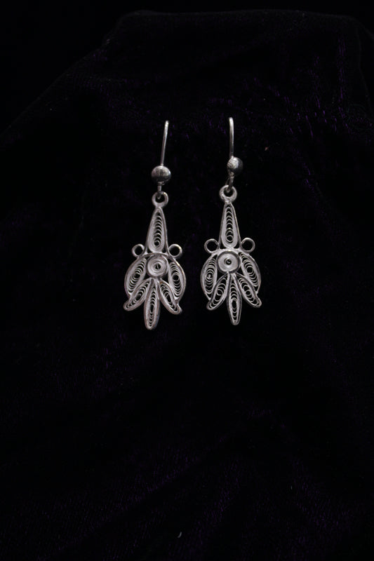 Lotus Design  Silver Filigree Earring Set