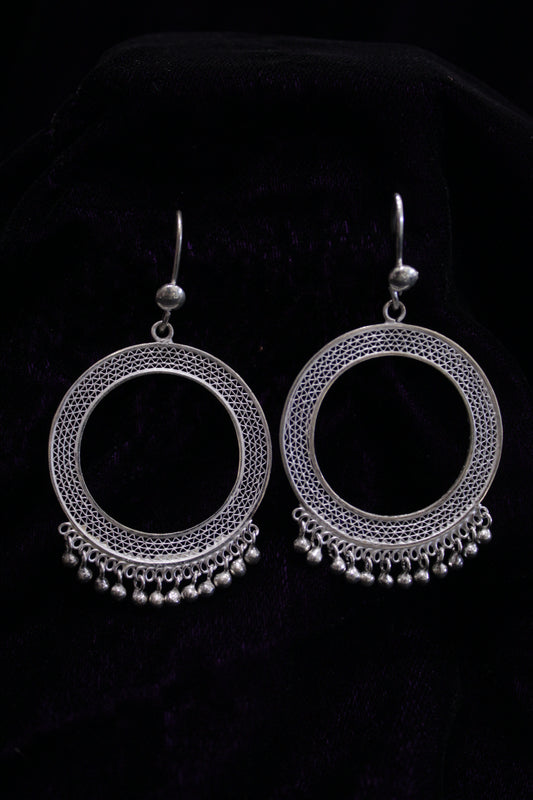 Circular Silver Filigree Earring