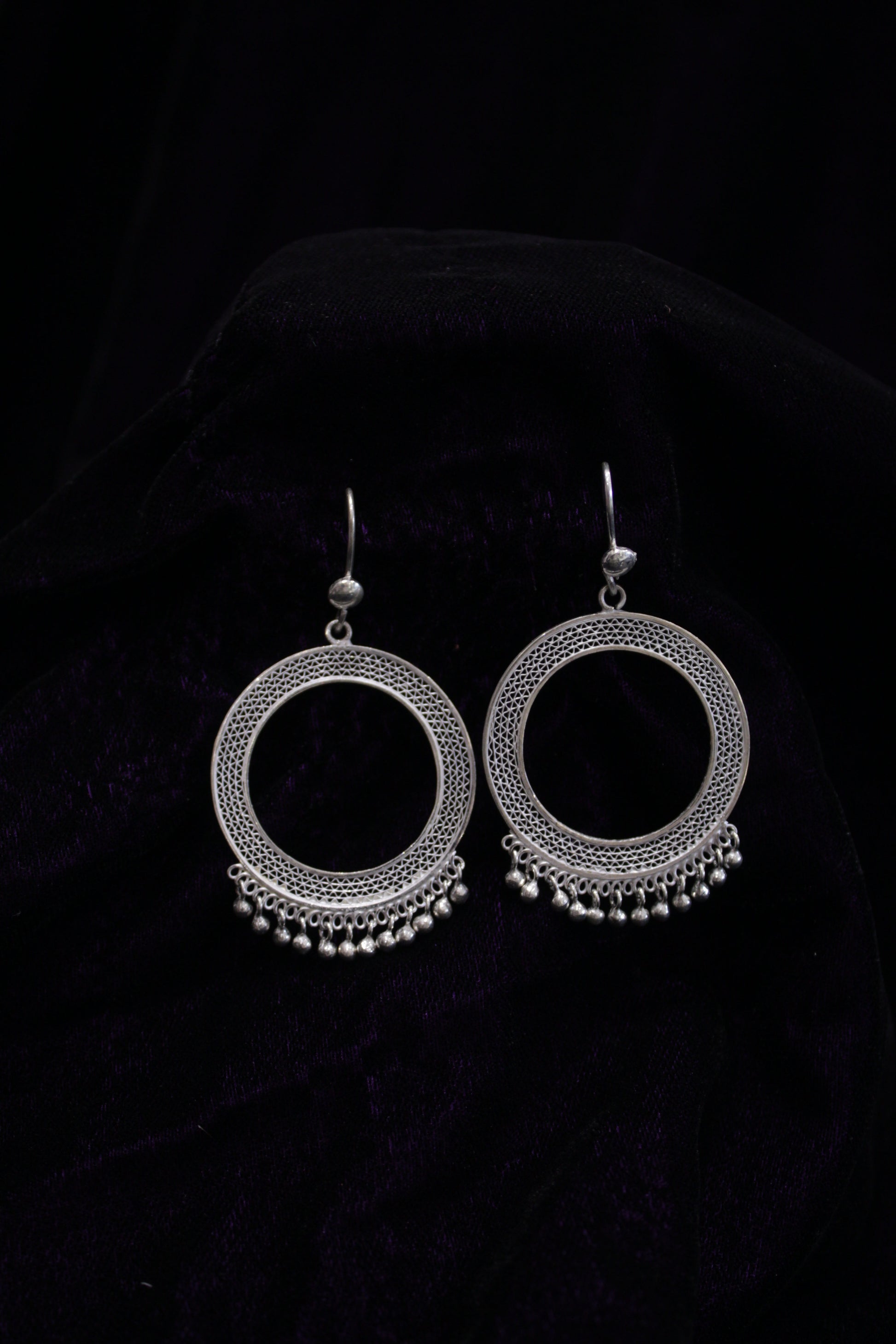 Circular Silver Filigree Earring