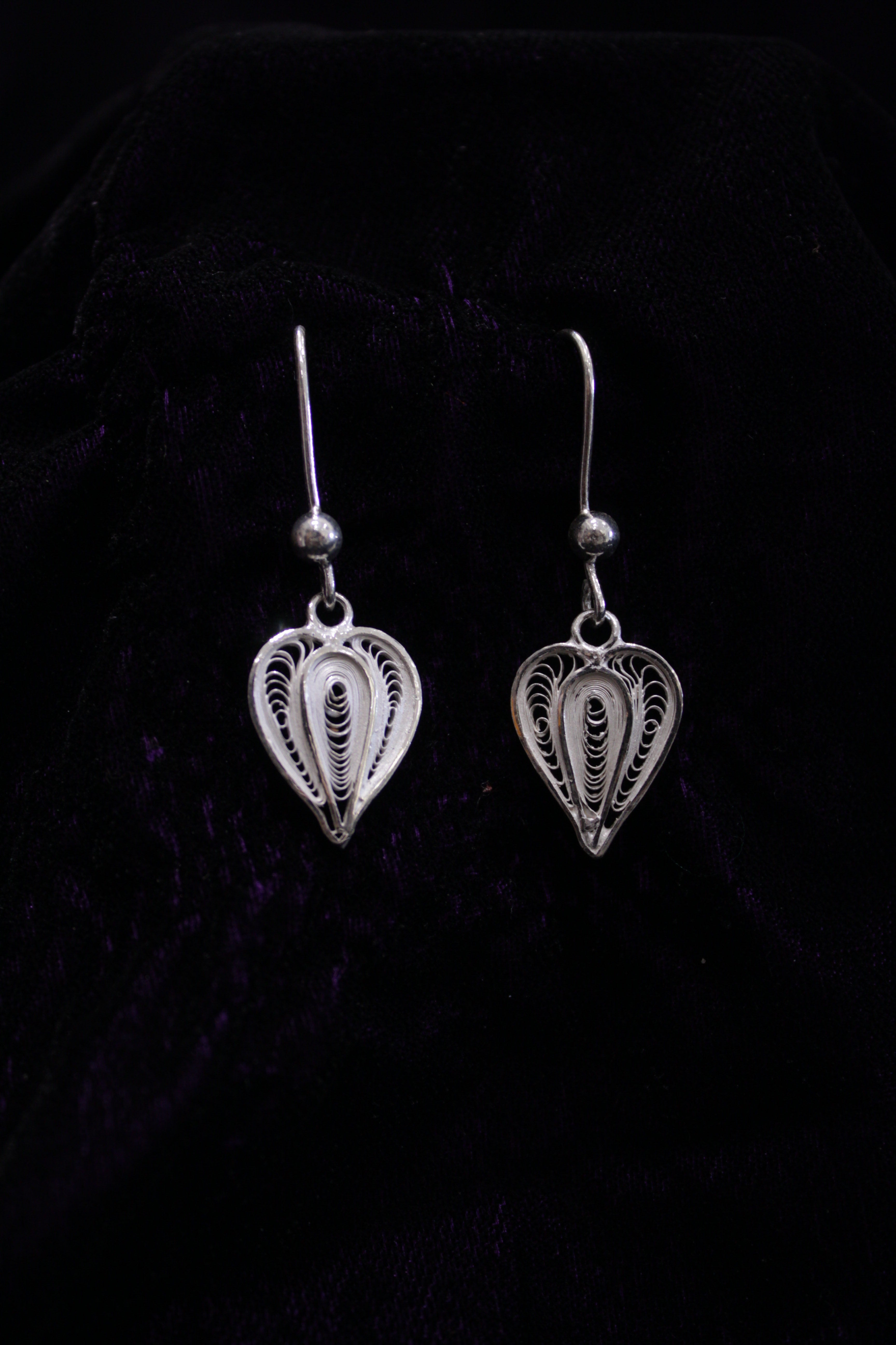 Betel Leaf Shape Silver Filigree Earring Set