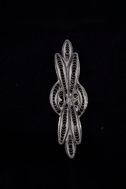 Designer Silver Filigree Saree Pin