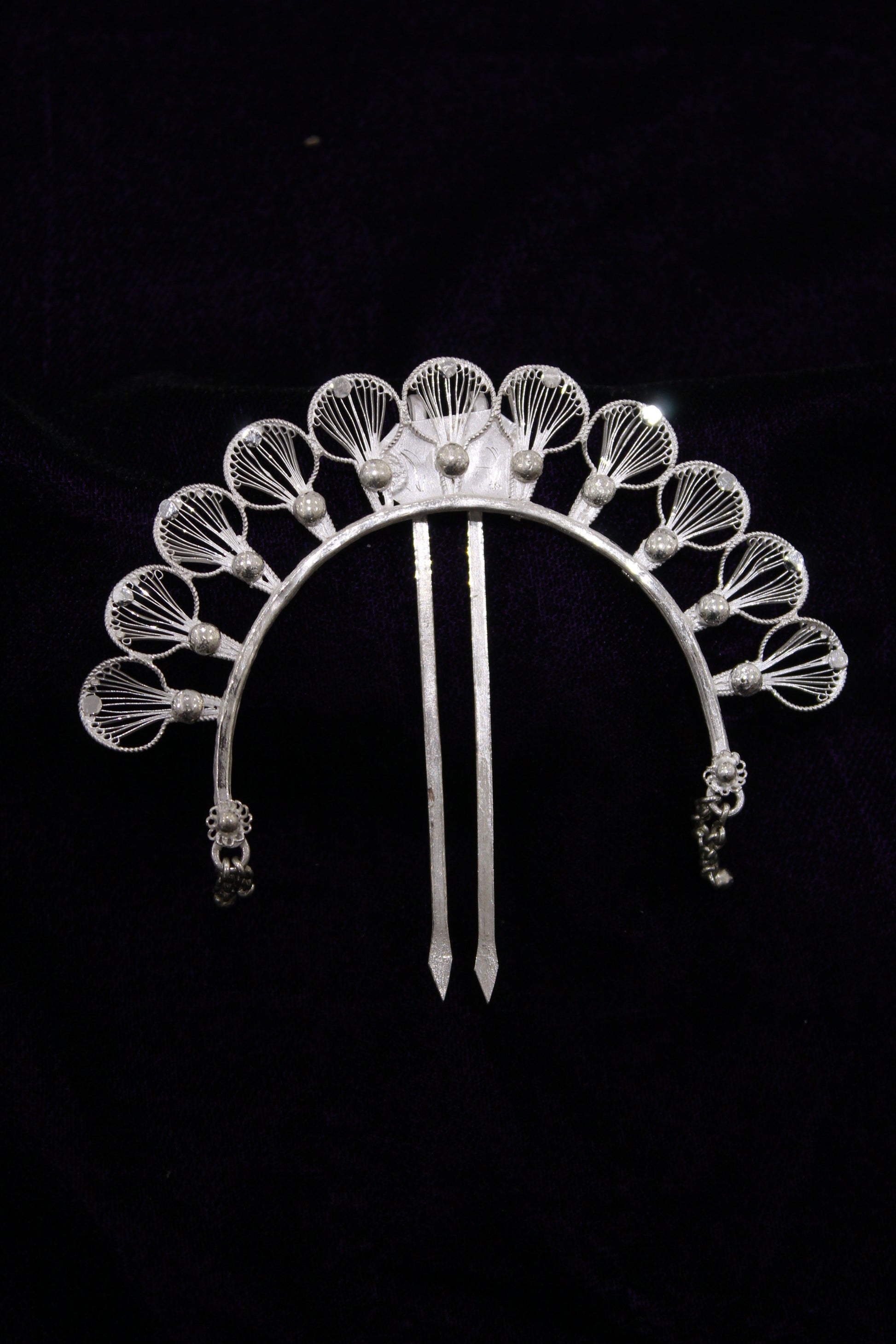 Designer Silver Filigree Hair Pin