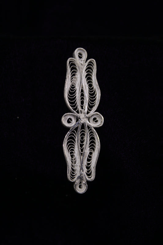 Designer Silver Filigree Saree Pin