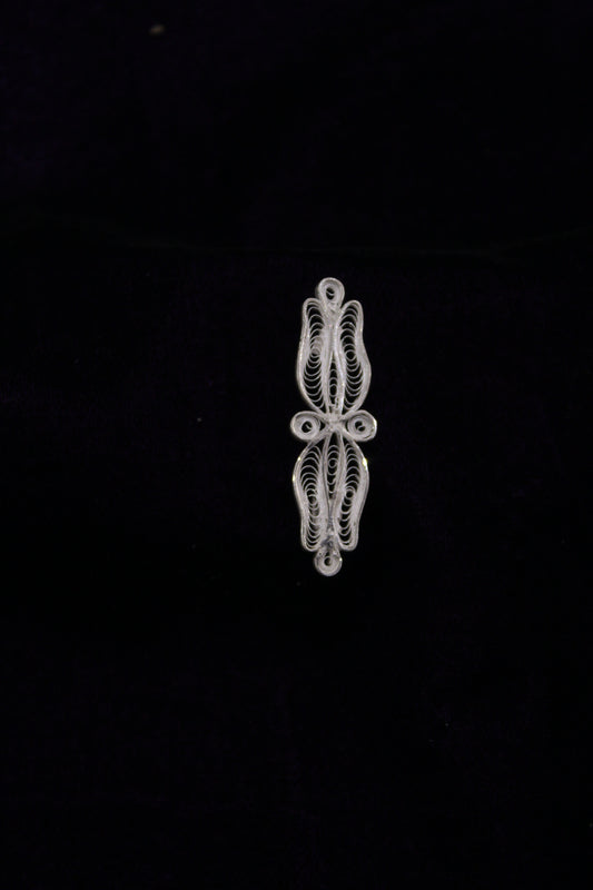 Designer Silver Filigree Saree Pin