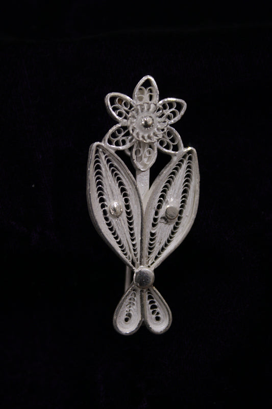 Fish Designer Silver Filigree Saree Pin