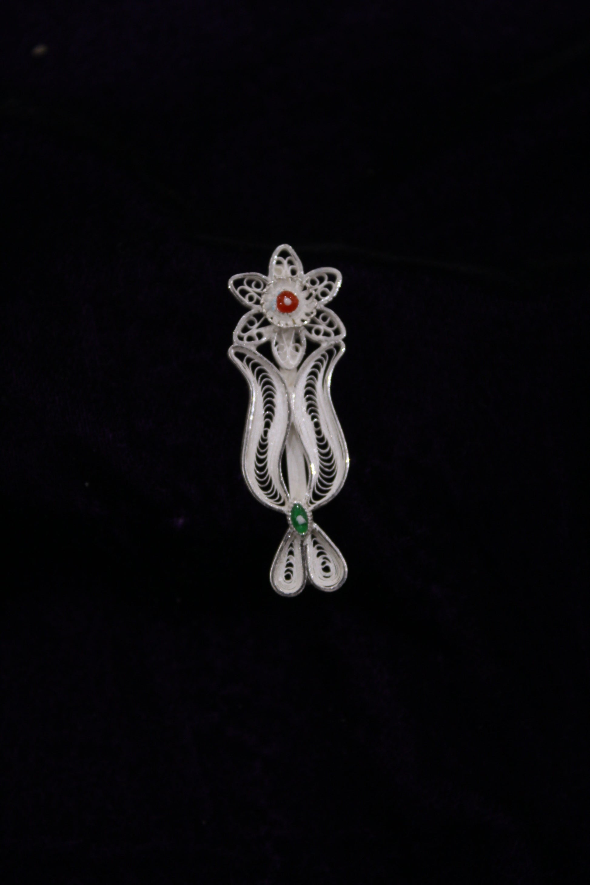 Tilak Designer Silver Filigree Saree Pin