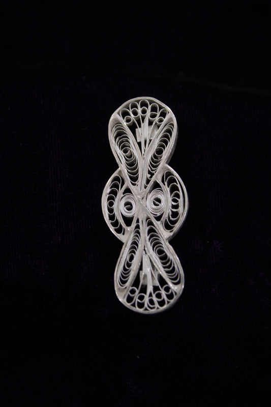 Eye Designer Silver Filigree Saree Pin