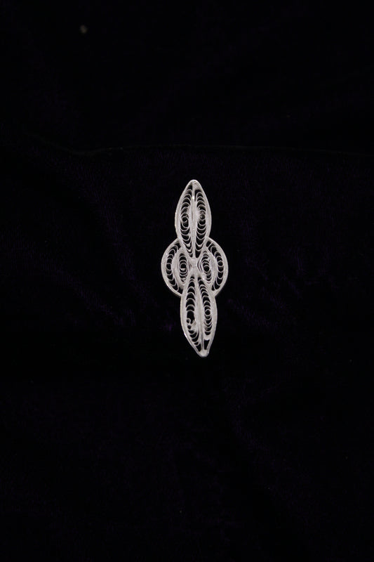 Designer Silver Filigree Saree Pin