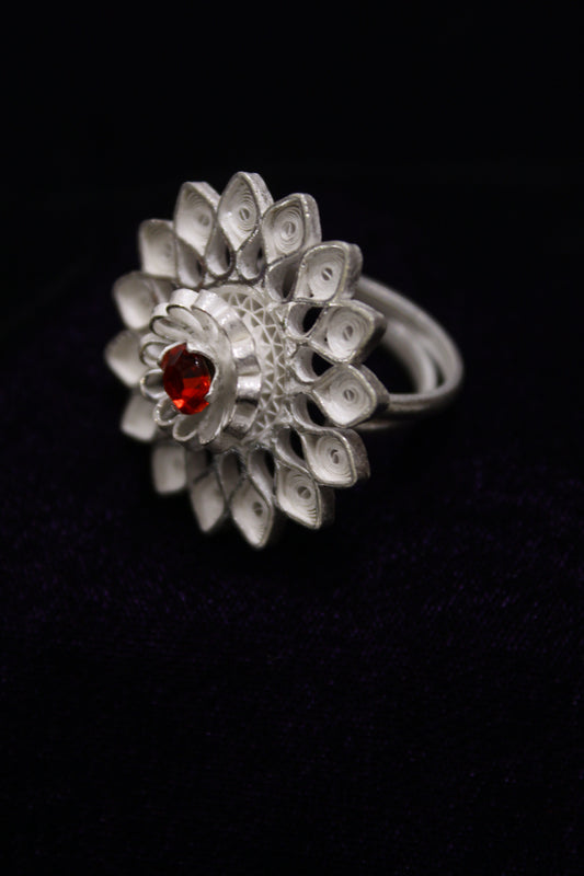 Designer Tarakasi Silver Filigree Ring For Women