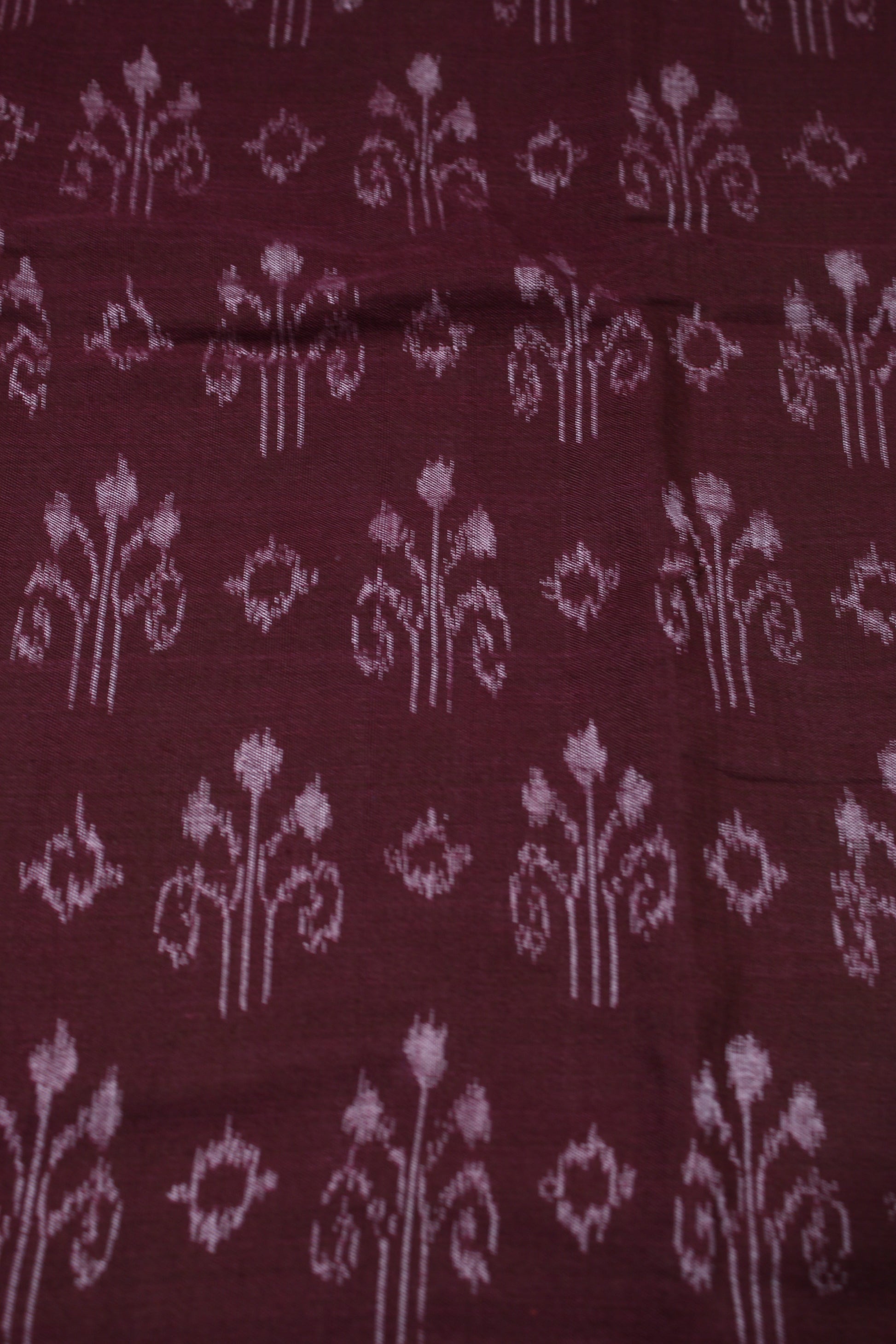 Deep Wine Jhoti Theme Sambalpuri Ikat Cotton Fabric