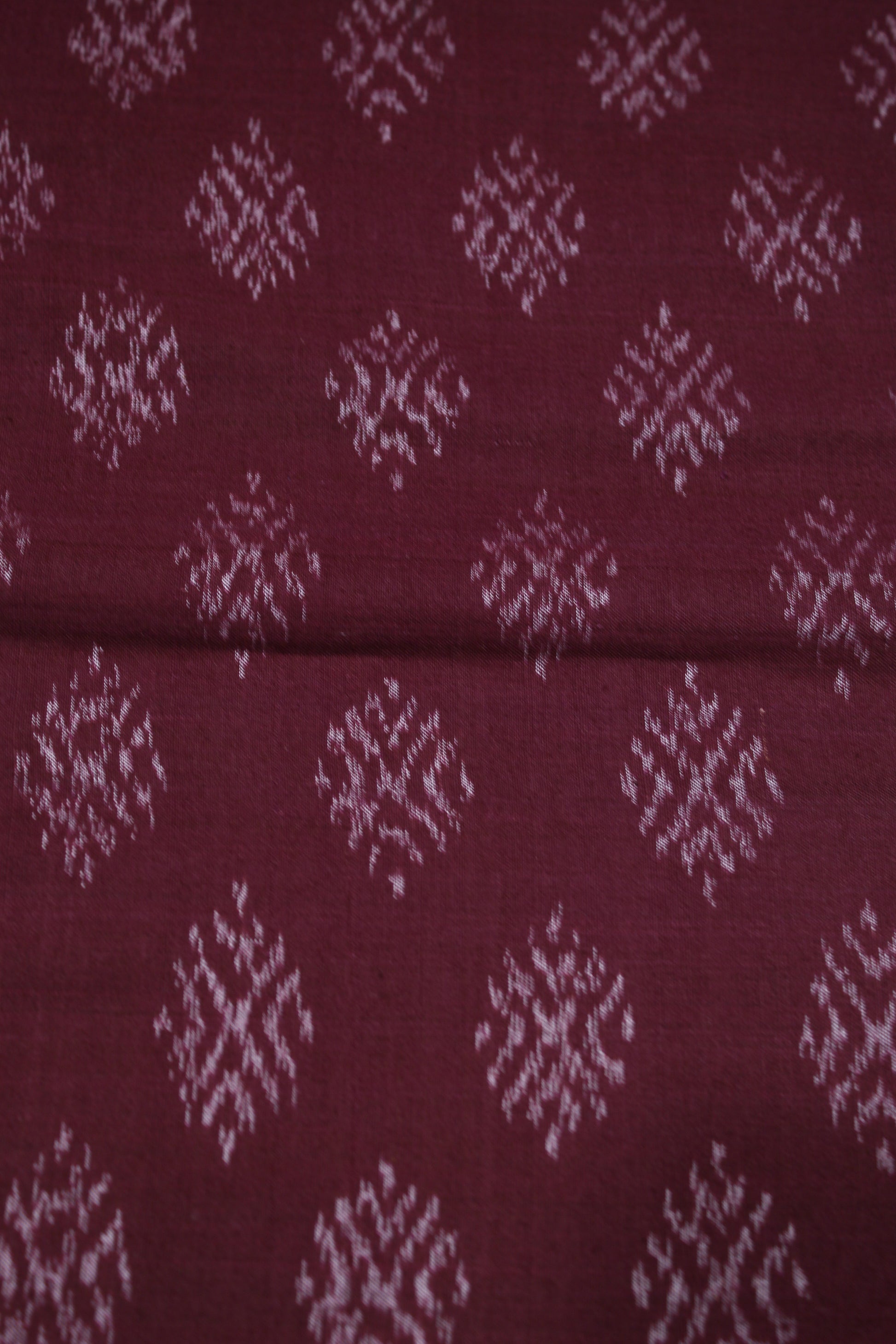 Deep Wine Jhoti Theme Sambalpuri Ikat Cotton Fabric