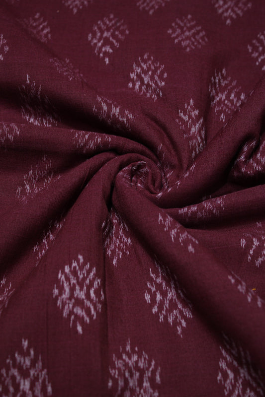 Deep Wine Jhoti Theme Sambalpuri Ikat Cotton Fabric