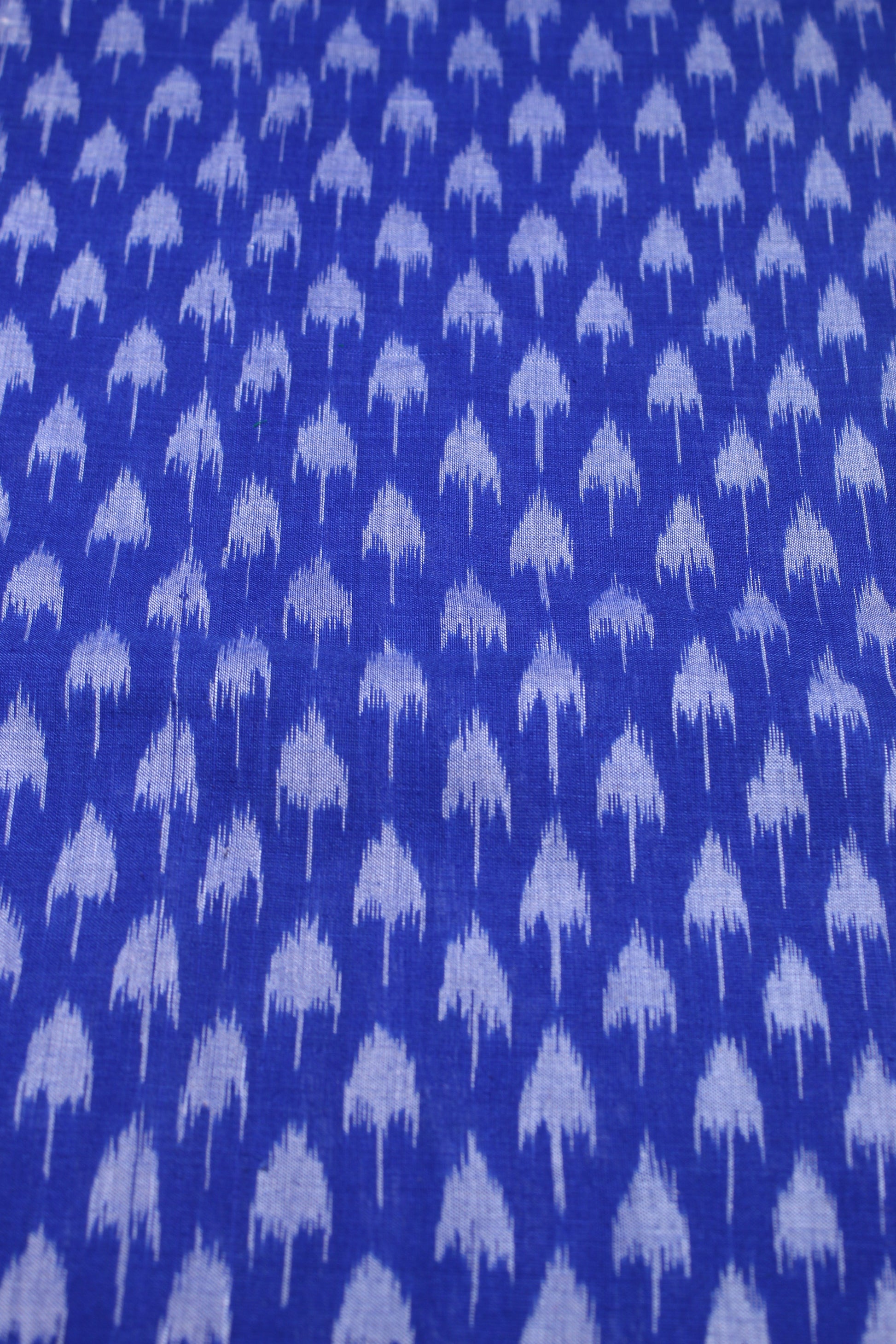 Blue Mushroom Theme Sambalpuri Ikat Cotton Fabric