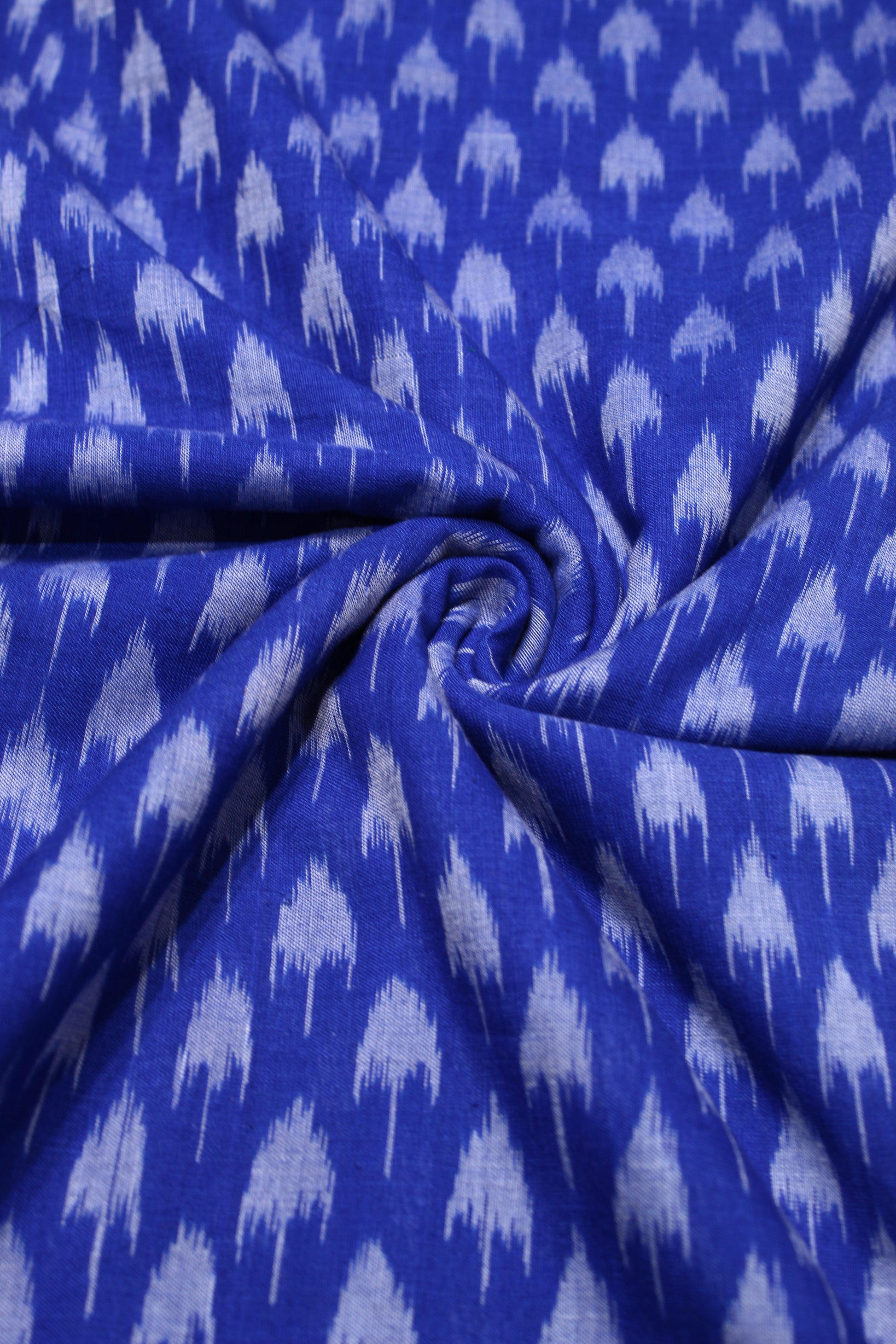 Blue Mushroom Theme Sambalpuri Ikat Cotton Fabric