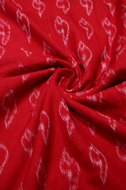 Red Sankha Sambalpuri Ikat Cotton Fabric