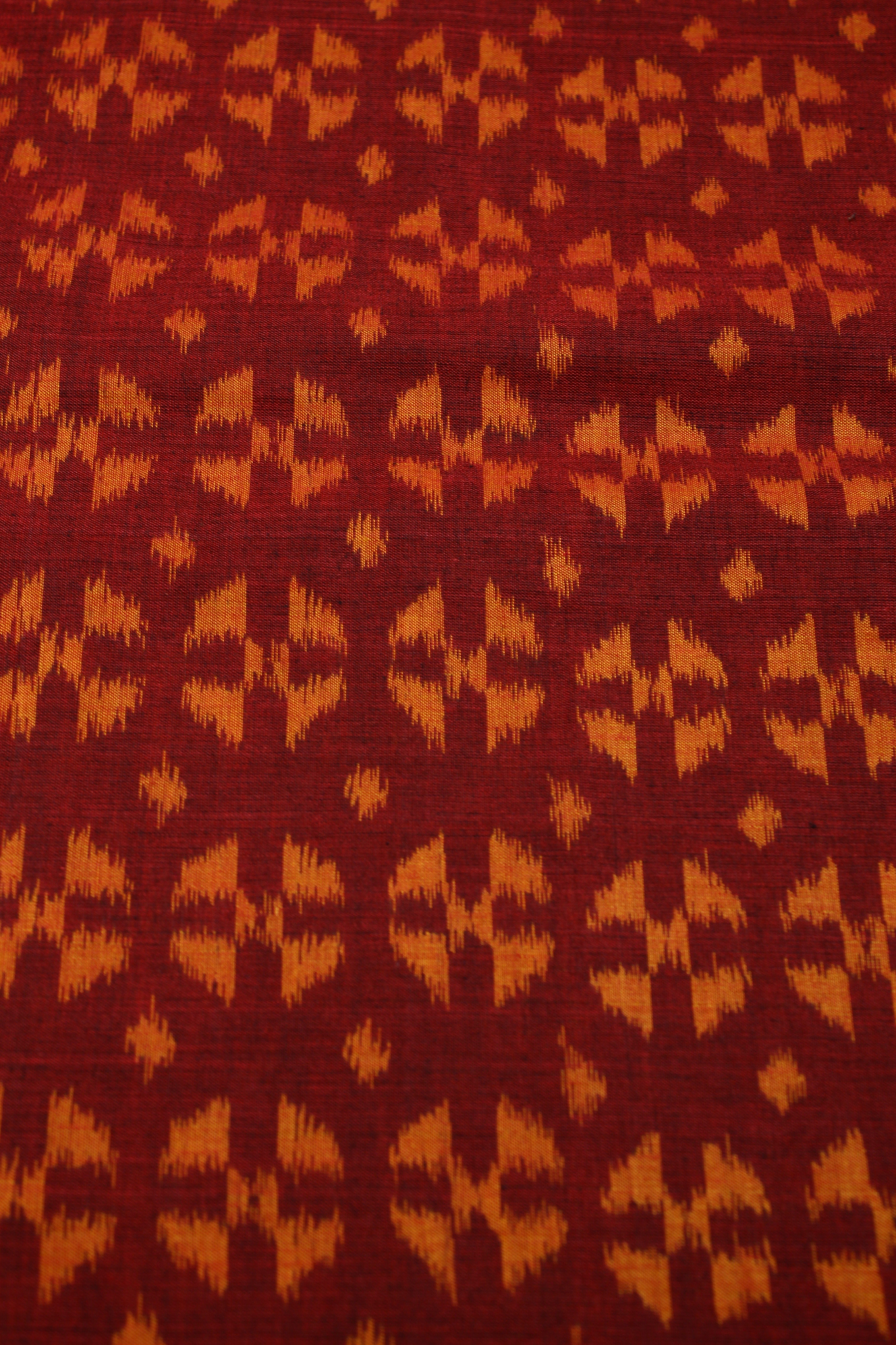 Maroon Orange Sambalpuri Ikat Cotton Fabric