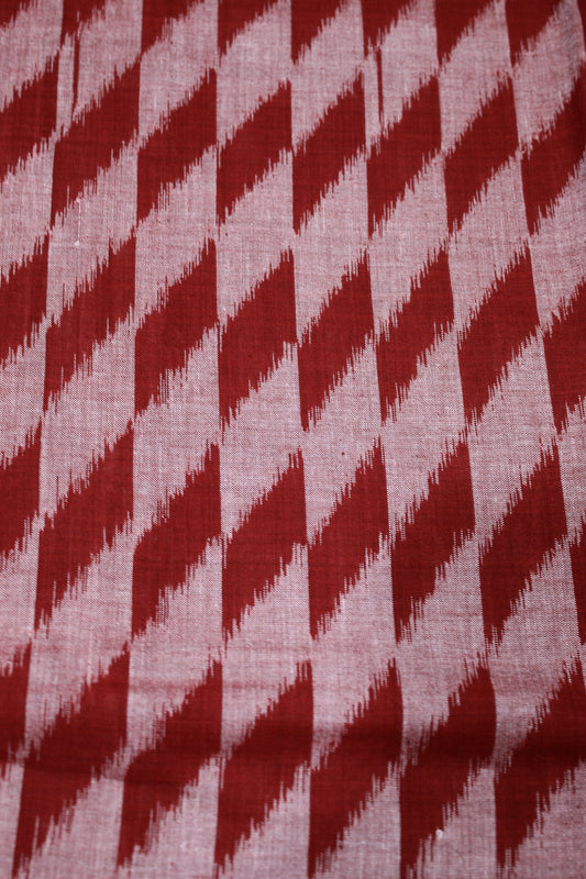 Red Silver Sambalpuri Ikat Cotton Fabric